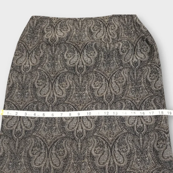 Talbots Black & Brown Paisley Wool Maxi Skirt – Fringe Hem Size 6 - Picture 4 of 14